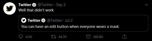 Example of a tweet from a verified account with the white check mark (blue check mark if you’re not on dark mode)